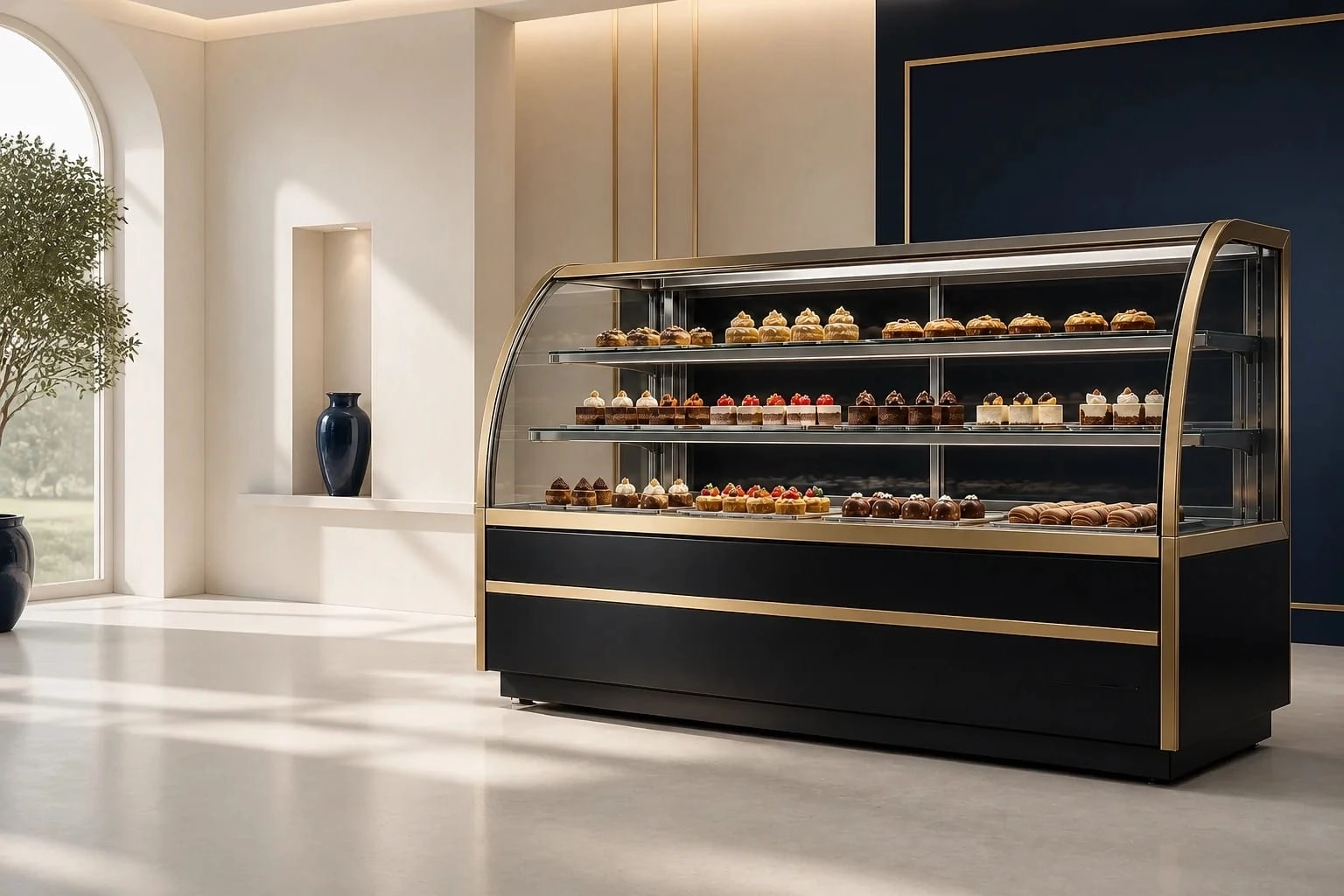 SR Polarex black and gold refrigerated display counter